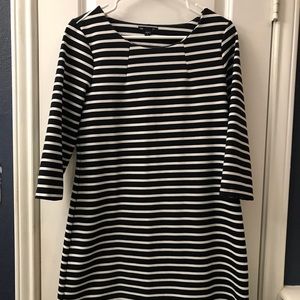 Blue and white striped, long sleeve dress